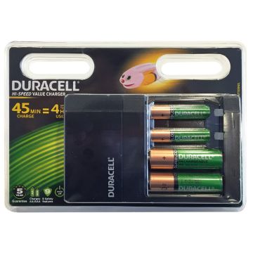 DURACELL SPEED CHARGER 45 MIN + 2 AA + 2 AAA (6 PER OVERDOOS)