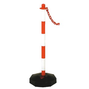 AFBAKENPAALTJE 90 CM MET PLASTIEK VOET ROOD/WIT (12 PER OVERDOOS)