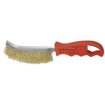 BRASS COATED STEEL WIRE BRUSH - PLASTIC HANDLE - 038073