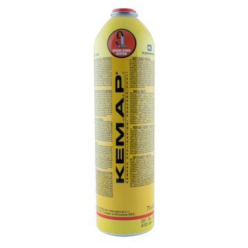 GASPATROON KEMAP, 410 ML, 2400°C, 250 GR, EU AANSLUITING 7/16", ISO 11118 (6 PER OVERDOOS)