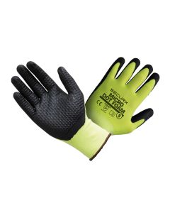 HANDSCHOEN MICRO DOT FOAM HI-VIZ/ZWART - 4121X / 9 (12 PER OVERDOOS)