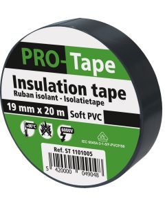 ISOLATIETAPE 19 MM X 20M X 0,15MM, VDE / ZWART  (40 PER OVERDOOS)