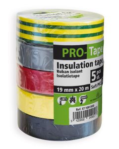 ISOLATIETAPE 19 MM X 20M X 0,15MM, VDE / 5 KLEUREN (40 PER OVERDOOS)