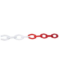 KUNSTSTOFSIGNALISATIEKETTING - ∅ 7,5 MM X 25 M - ROOD/WIT (4 PER OVERDOOS)