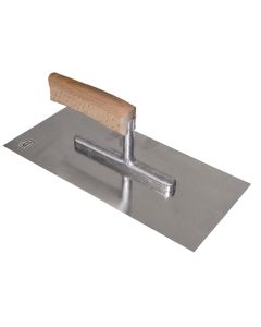 PLAKSPAAN 280 X 130 X 0,7 MM MET GEBOGEN HOUTEN HANDGREEP - INOX (10 PER OVERDOOS)