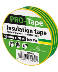 ISOLATIETAPE 19 MM X 20M X 0,15MM, VDE / GEEL/GROEN  (40 PER OVERDOOS)